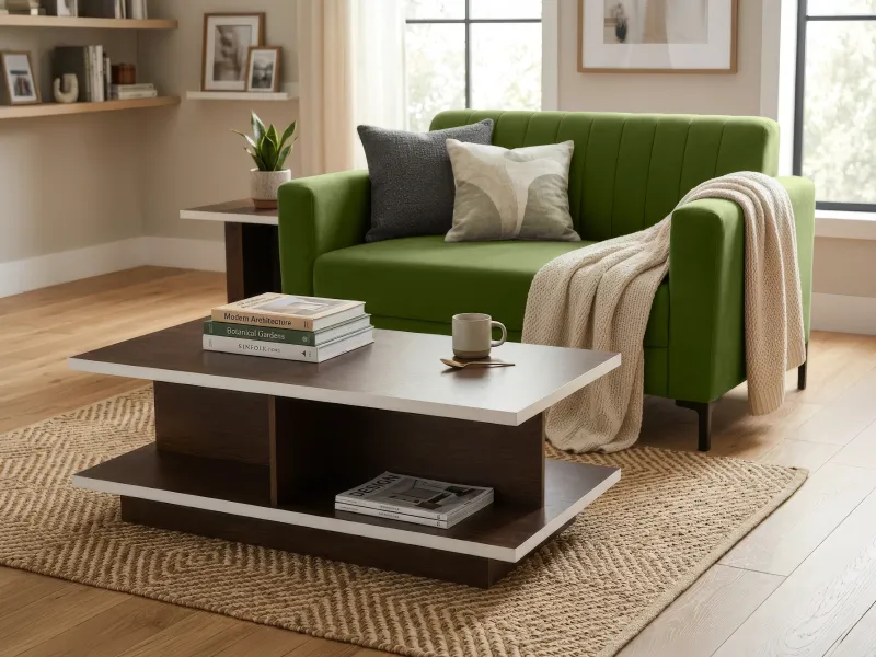 Tulip Upholstered 3 Seater Sofa in Olive Color With Rio Centre Table